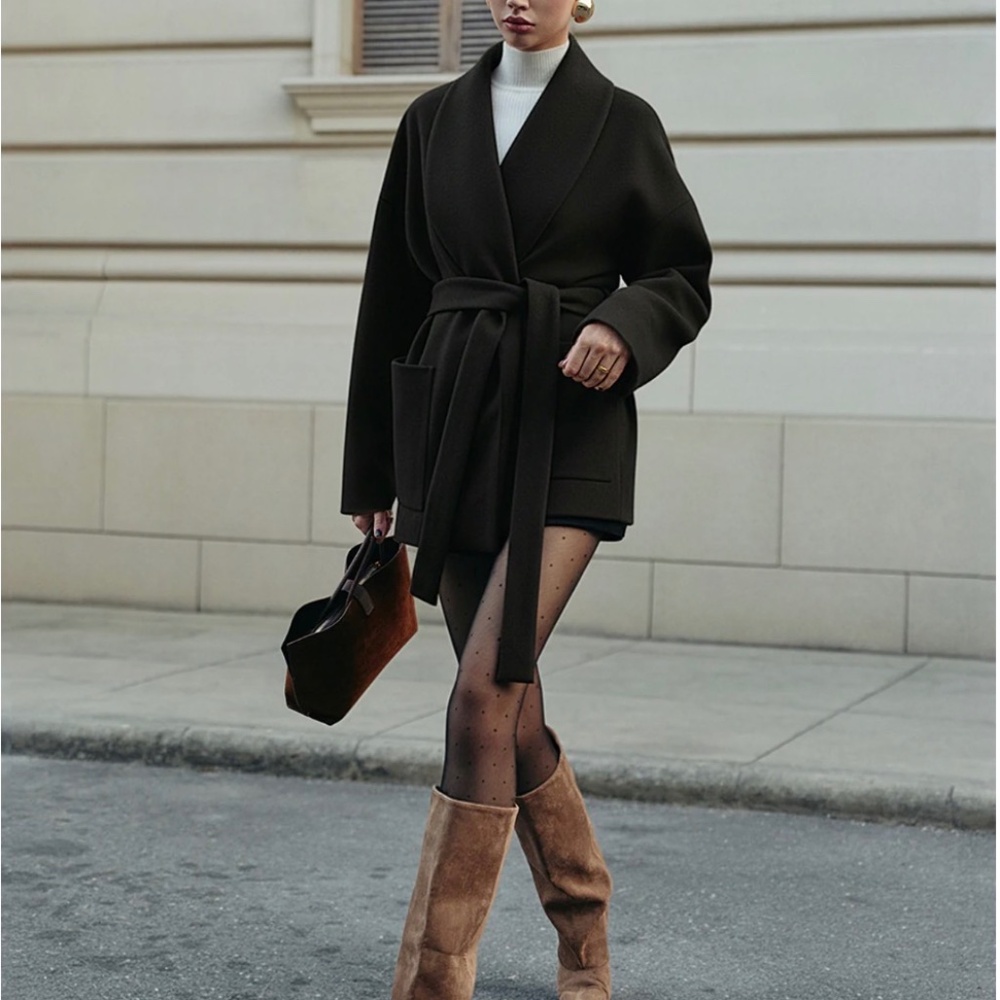 Commense Utility Belted Tweed Coat Size Small
